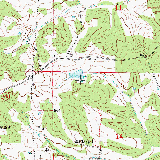 Topographic Map of Eugene Moeckli Lake, MO