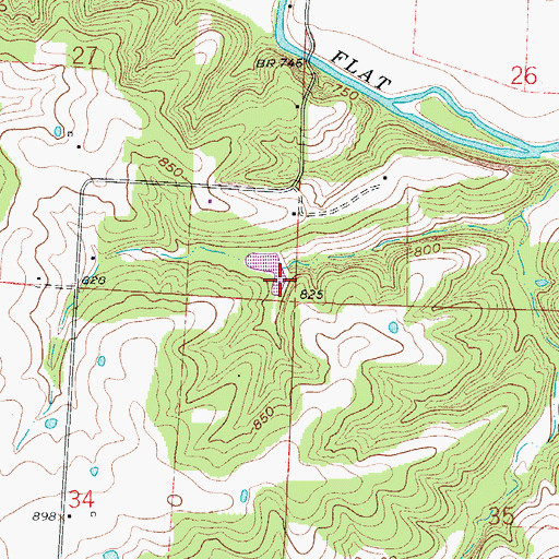 Topographic Map of Steele Lake Dam, MO