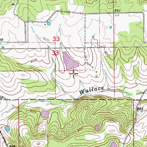 Topographic Map of Pueschel Lake Dam, MO