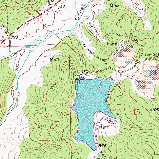 Topographic Map of Hornsey Lake Dam, MO