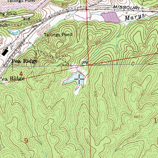 Topographic Map of Hematite Lake Dam, MO