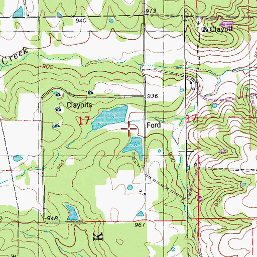 Topographic Map of McGowen Lake Dam, MO