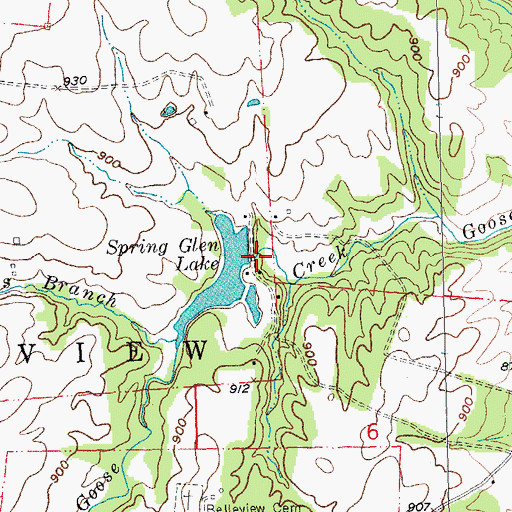 Topographic Map of Spring Glen Lake Dam, MO