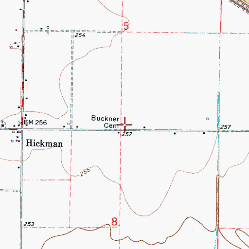 Topographic Map of Buckner Cemetery, AR