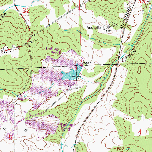 Topographic Map of Mineral Point Number 1 Dam, MO