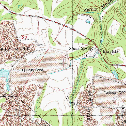Topographic Map of Sun Mine Dam, MO