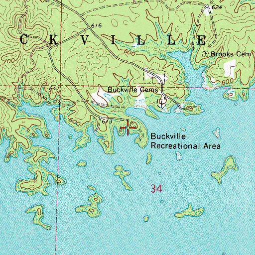 Topographic Map of Buckville Public Use Area, AR