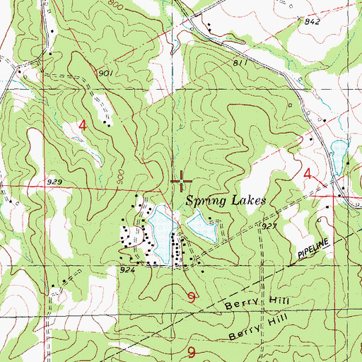 Topographic Map of Spring Lake Dam, MO