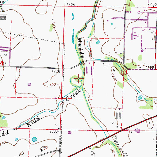 Topographic Map of Budd Kidd Creek, AR