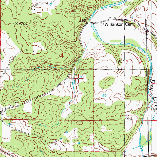 Topographic Map of Asher Lake Dam, MO