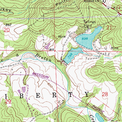 Topographic Map of Luttrell Lake Lower Dam, MO