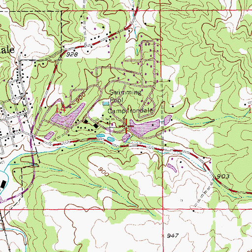 Topographic Map of Lake Cherokee Dam, MO
