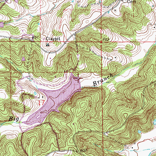 Topographic Map of Daizy Valley Lake Dam, MO