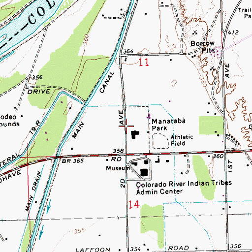 Topographic Map of Manataba Park, AZ