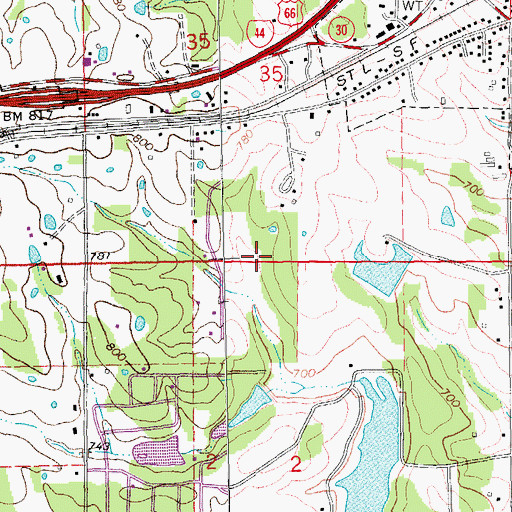 Topographic Map of Peters Lake Dam, MO