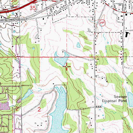 Topographic Map of Crescent Lake Dam, MO