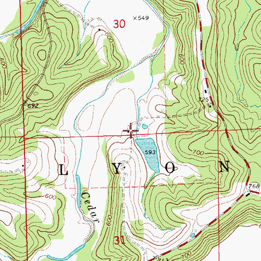 Topographic Map of Strubberg Lake Dam, MO