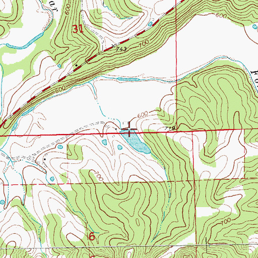 Topographic Map of Meyer Lake Dam, MO
