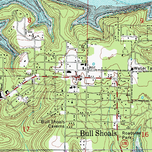 Topographic Map of Bull Shoals, AR
