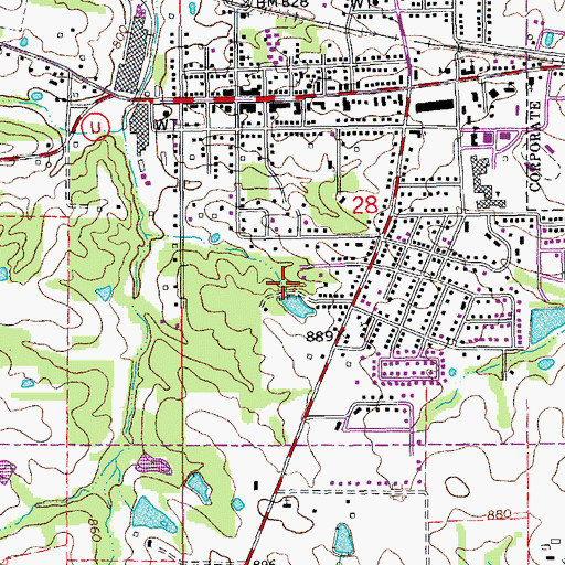 Topographic Map of Sprick Lake Dam, MO