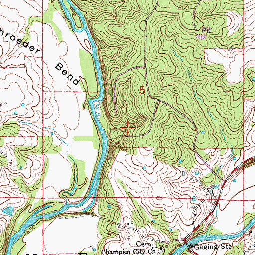 Topographic Map of Marie Otte Dam, MO