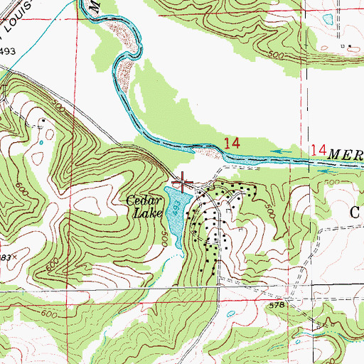 Topographic Map of Cedar Lake Dam, MO