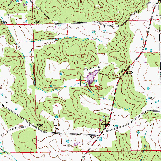 Topographic Map of Pieper Lake Dam, MO