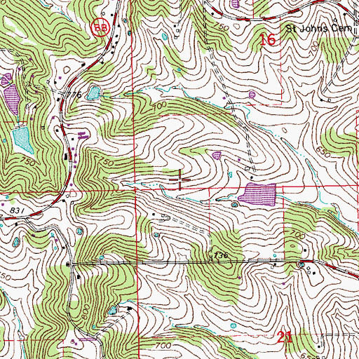 Topographic Map of Justia J Weil Reservoir, MO