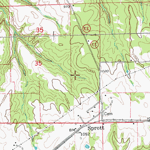 Topographic Map of Hintze Lake Dam, MO