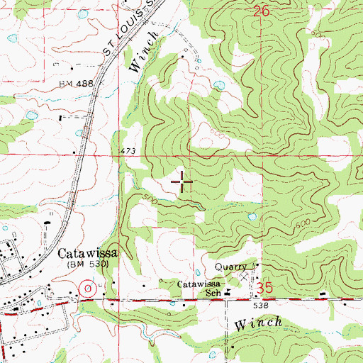 Topographic Map of Watson Lake Dam, MO