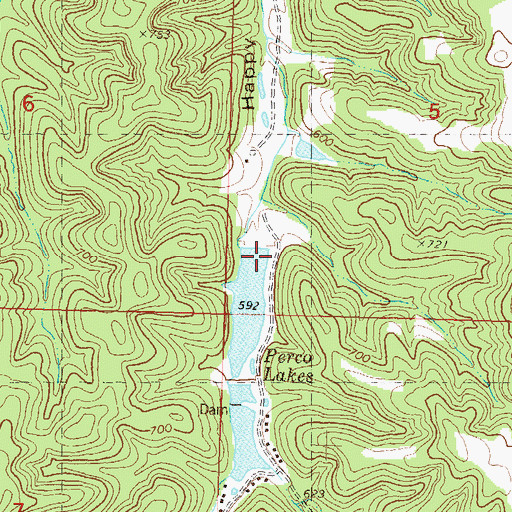 Topographic Map of Perco Lake North Dam, MO