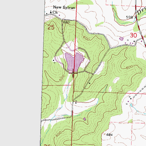 Topographic Map of Whippoorwill Dam, MO