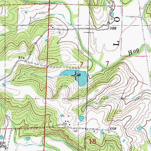 Topographic Map of Lukefahr Lake, MO
