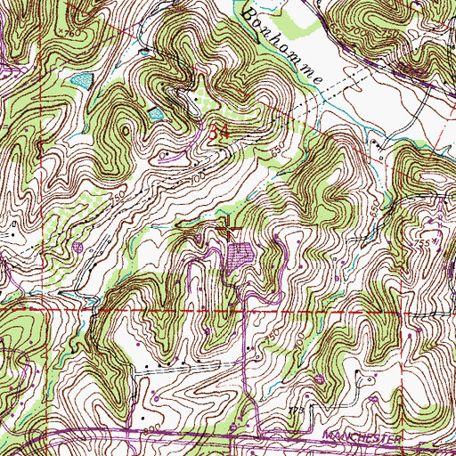 Topographic Map of Wakefield Farm Lake Dam, MO