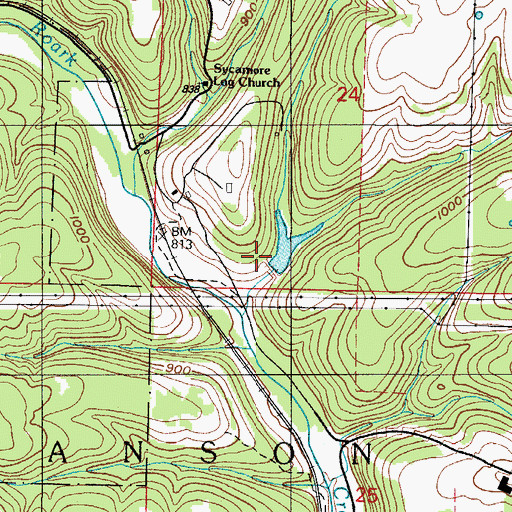 Topographic Map of Shepherd of the Hills Historical Society Dam, MO