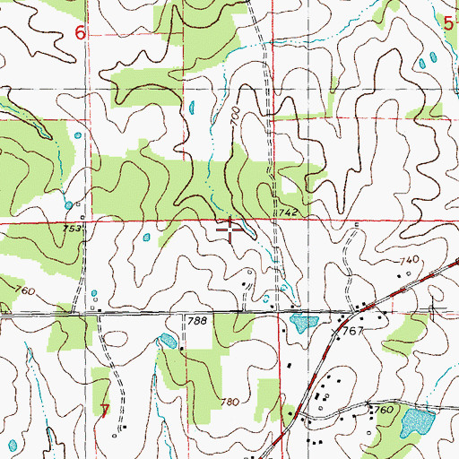 Topographic Map of Number 632 Dam, MO