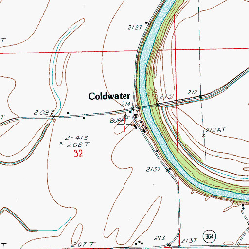 Topographic Map of Burr School, AR