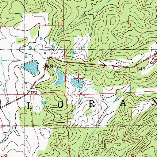 Topographic Map of Reed Dam, MO