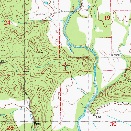 Topographic Map of Carlton Lake Dam, MO