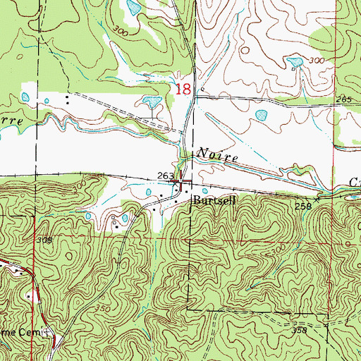 Topographic Map of Burtsell, AR