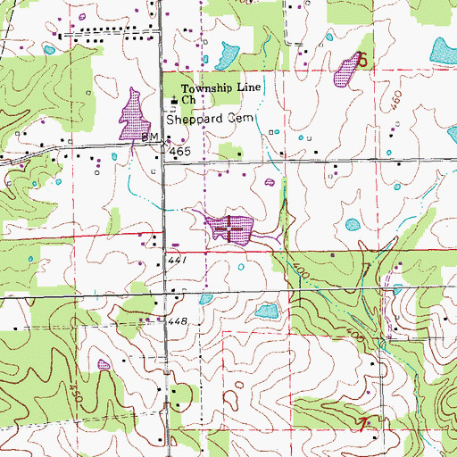 Topographic Map of Kelley Lake, MO