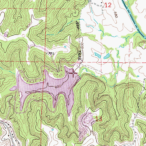 Topographic Map of Lake Champetra Dam, MO