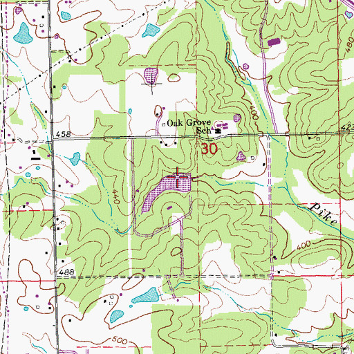 Topographic Map of Lake Shore Acres Dam, MO