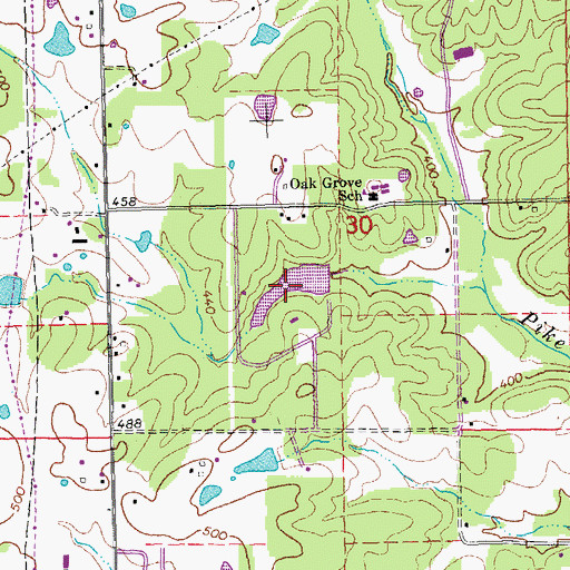 Topographic Map of Shore Acres Lake, MO