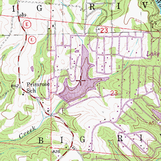 Topographic Map of Lake Primrose, MO