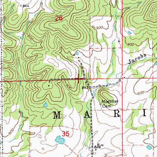 Topographic Map of Wells Lake Dam, MO
