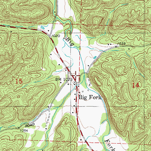Topographic Map of Butcherknife Creek, AR