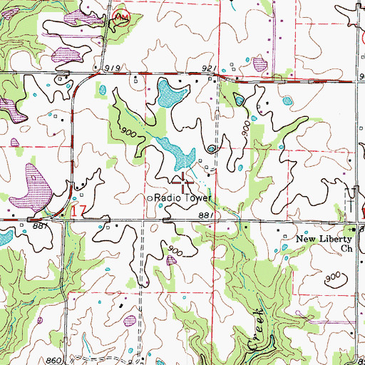 Topographic Map of Herny Dam, MO