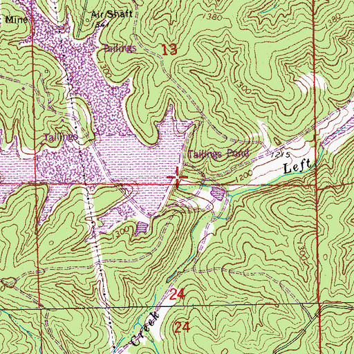Topographic Map of Magmont Mine Tailings Dam, MO