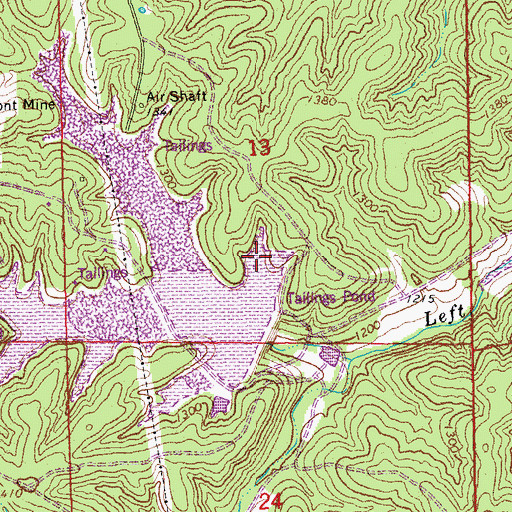 Topographic Map of Magmont Main Tailings Lake, MO